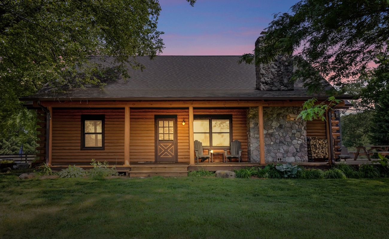 Escape to the rustic charm of Scout’s Haven, an inviting cabin nestled amidst the picturesque Indiana farmland.