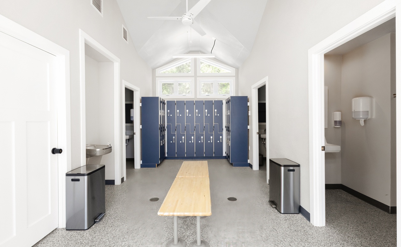 Freshen up or gear up—lockers and showers steps from the pool.