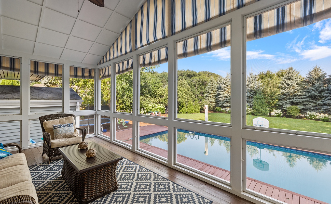 Our sun porch is a lovely spot for morning coffee.