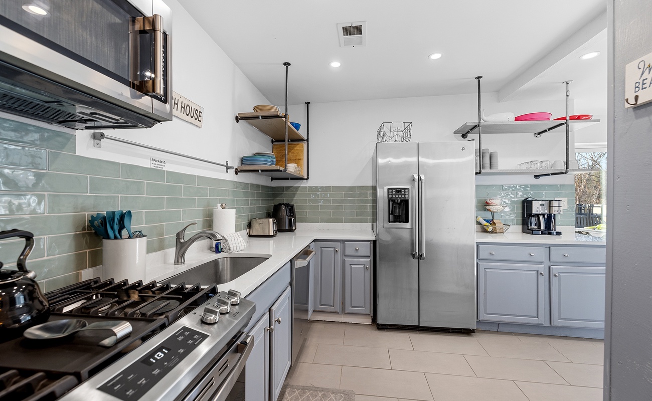 Stock the fridge and prep your beach snacks in this bright space.