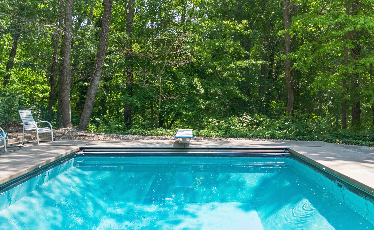 Dive into serenity—your private pool, framed by forest.