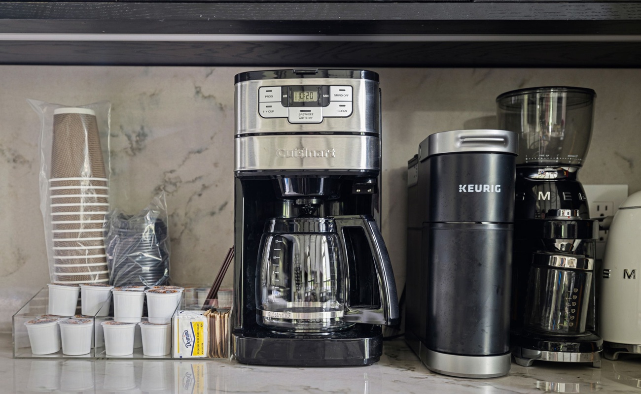 Where the day officially begins—at the coffee command center.