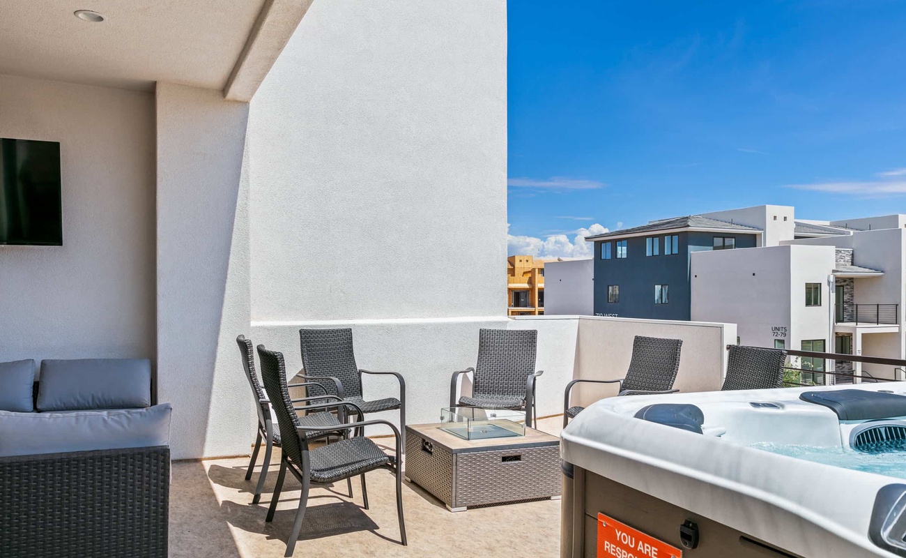 Patio with Private Hot Tub and Firepit