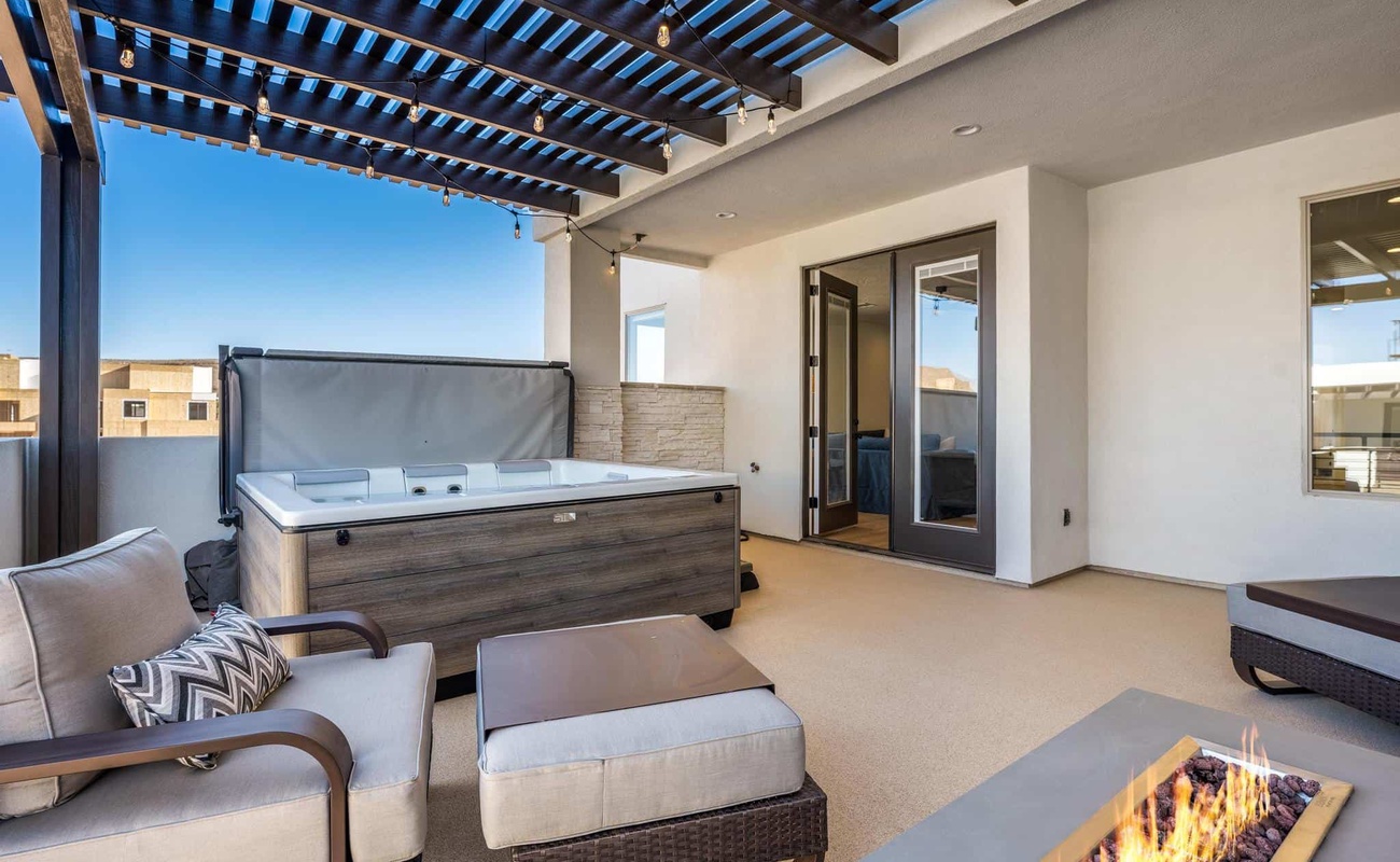 Fire Table and Private Hot Tub