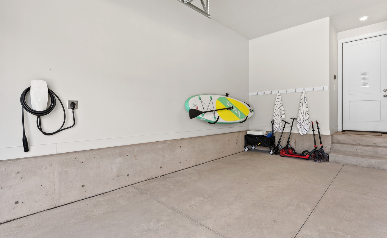 Wagon, Paddleboard, 4 Scooters, EV Charging Station