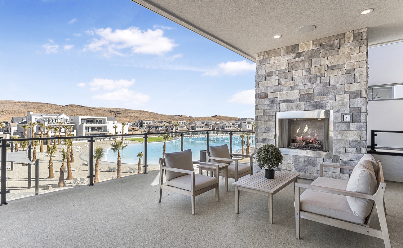 View of Lagoon, Built-in Fireplace, Patio Seating