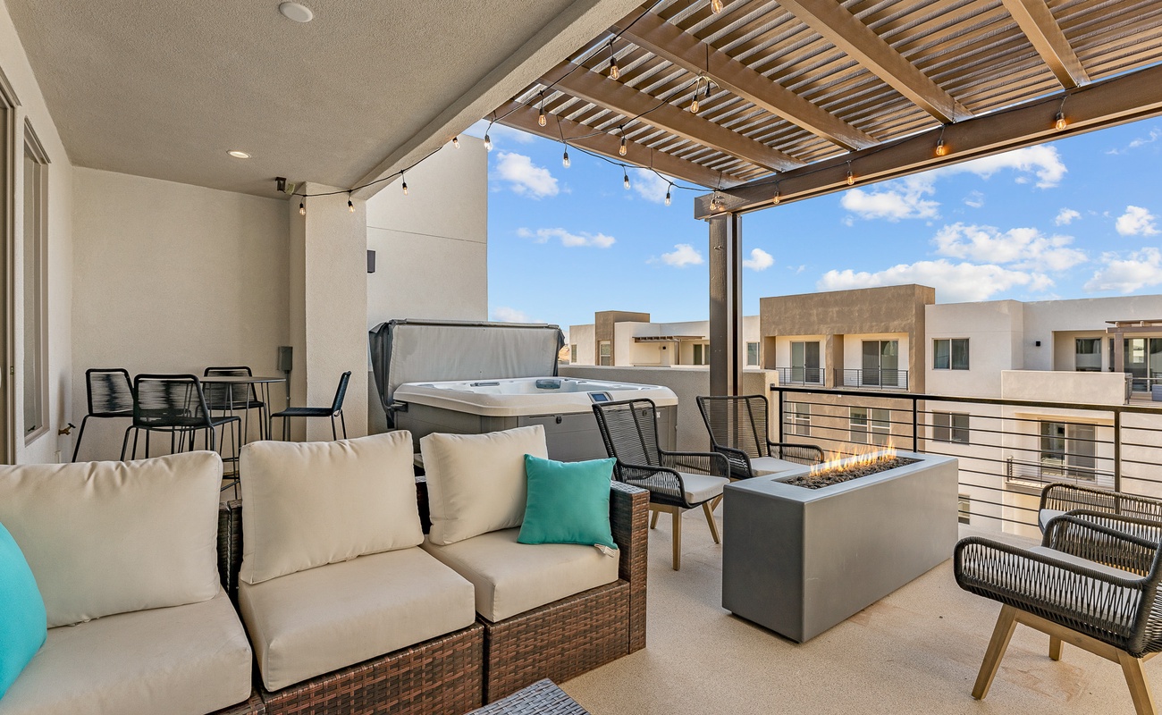 Private Hot Tub/Fire Table and Patio Furniture