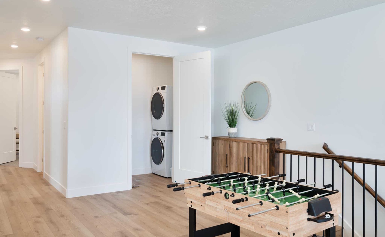 Foosball Table and Laundry Room