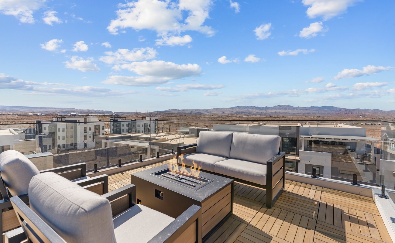 Great Views From Patio Seating / Fire Table