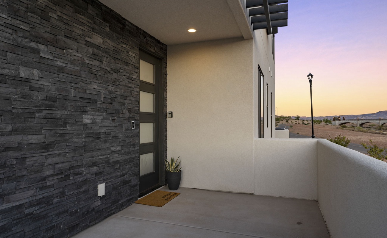 Front Door Exterior at Sunset