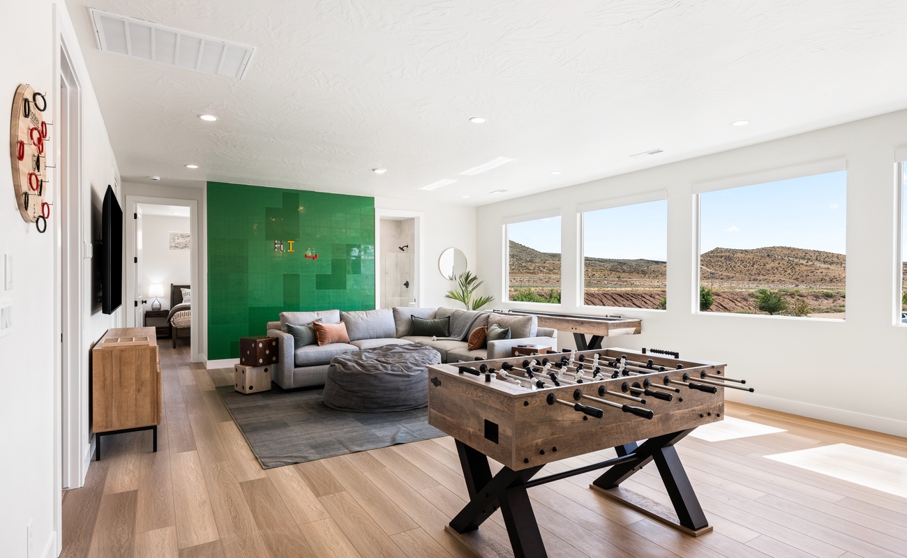 Loft, Game Room, Air Hockey Table, and Lego Wall