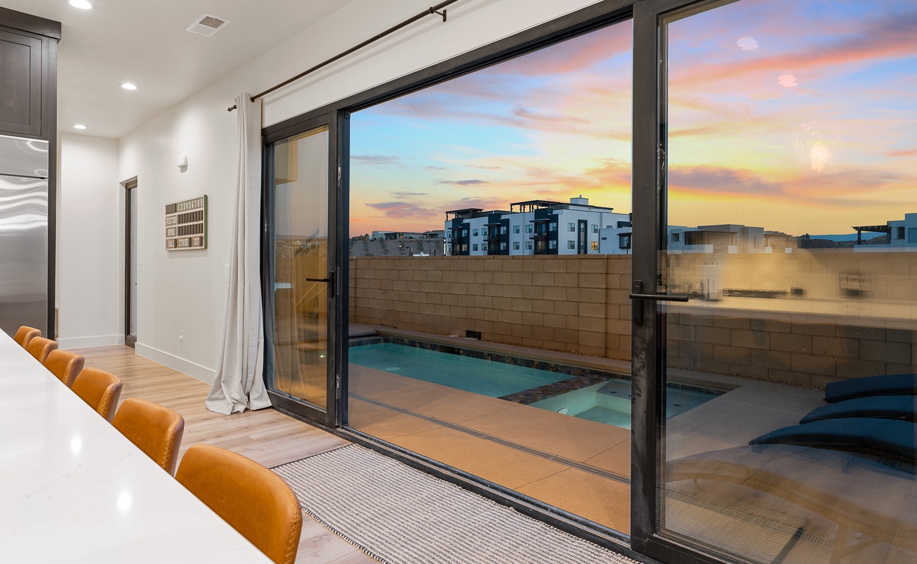 Floor to Ceiling Walk out to Pool