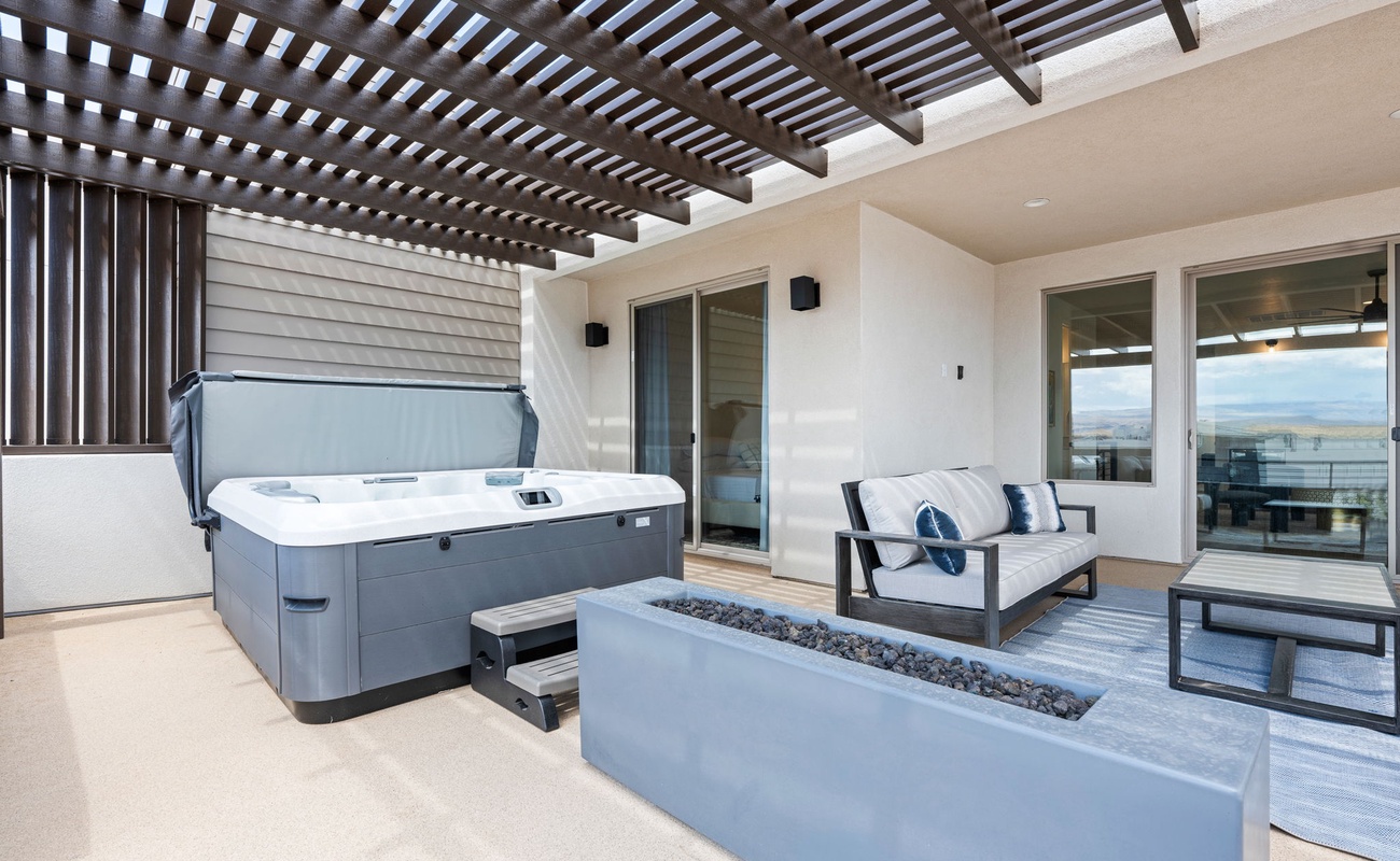Private Hot Tub, Fire Table, Patio Furniture