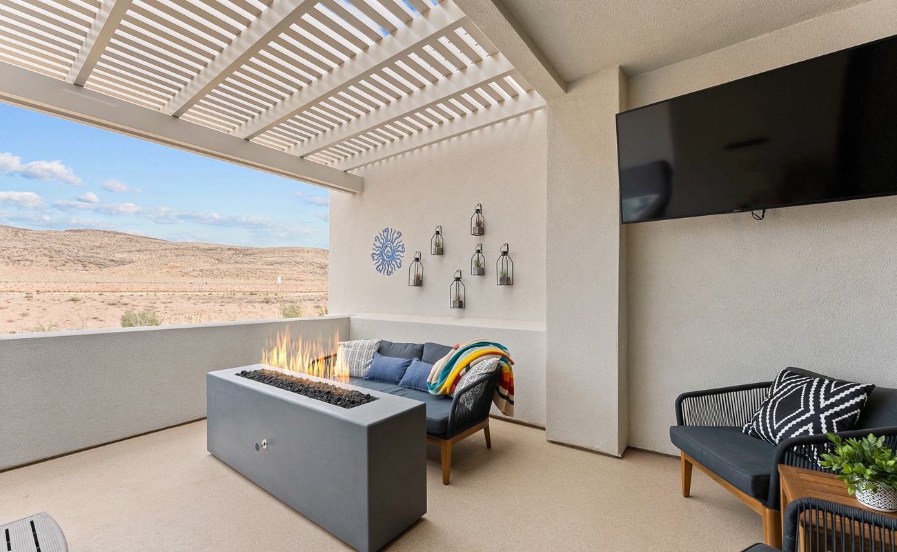 Balcony with Fireplace & TV