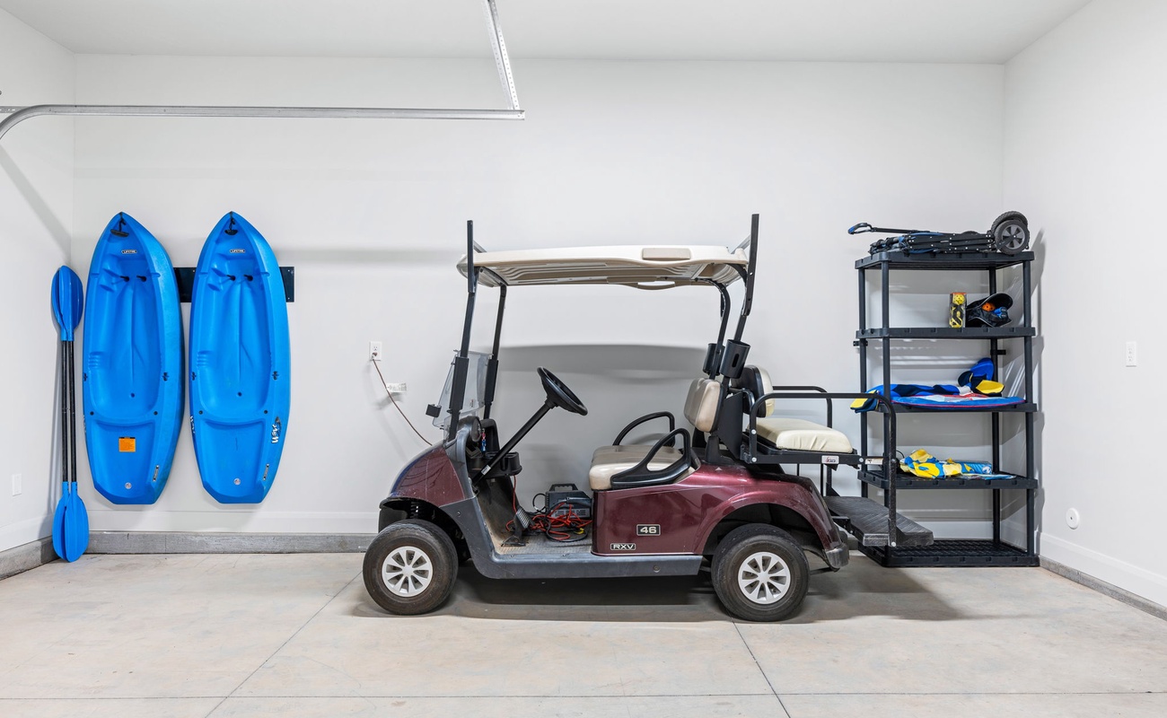 Golf Cart and 2 Kayaks