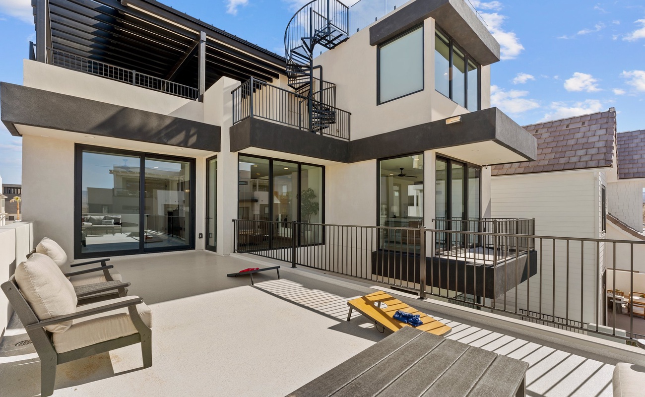 Cornhole and Long Patio Deck