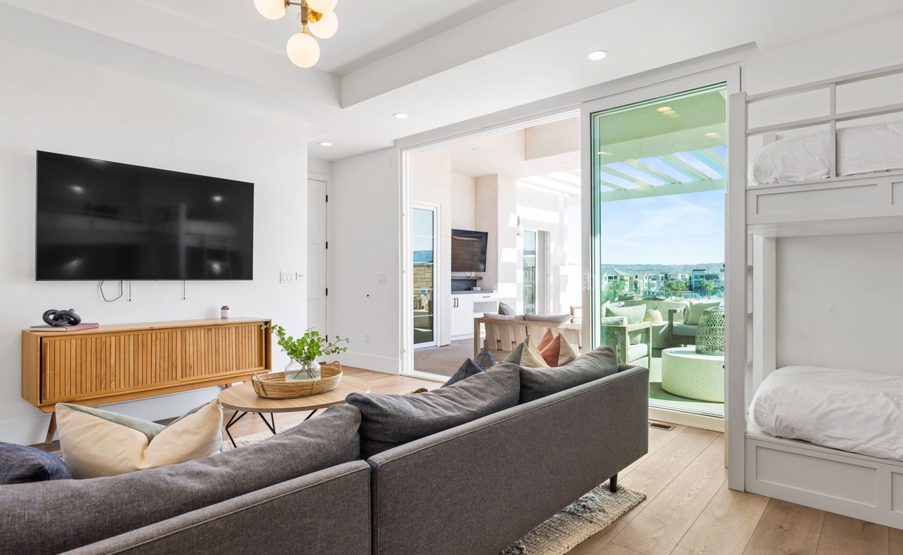Bunk Room Patio Access and TV Area
