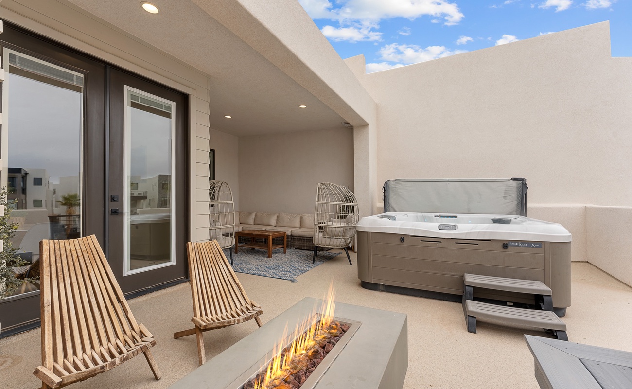 Balcony with Hot Tub and Firepit