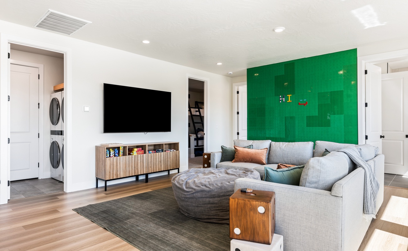 Loft Game Room with Lego Wall