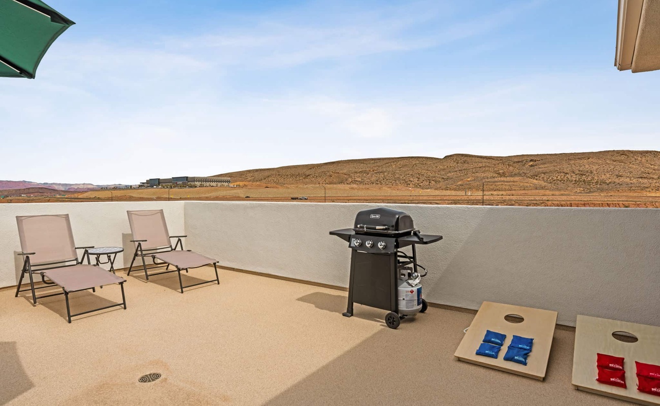 Cornhole and BBQ on 3rd Floor Patio