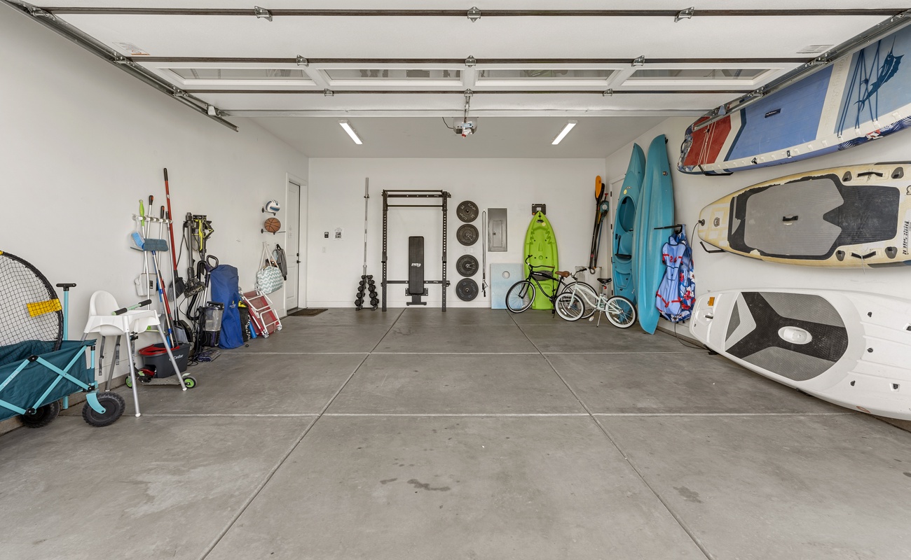 Your spacious garage offers plenty of room for vehicles plus storage for bikes, surfboards, and beach gear.