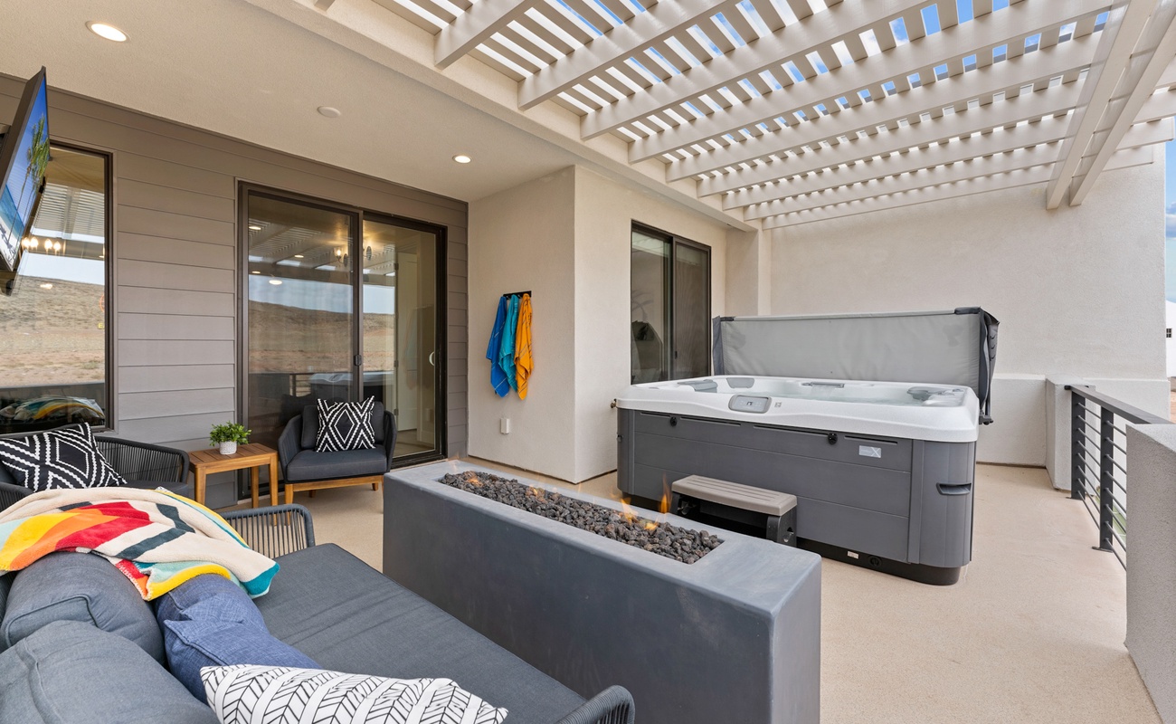Balcony with Fireplace & Private Hot Tub