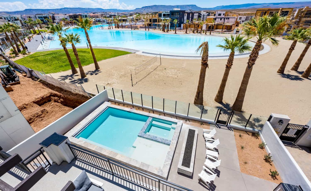 Aerial View of Private Pool and Hot Tub