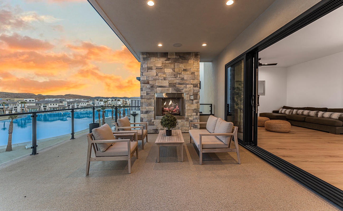 Private Patio with Built-in Fireplace