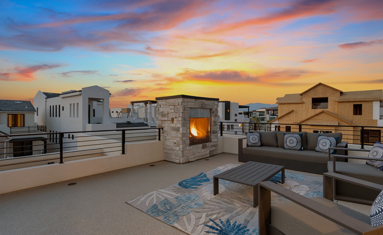 Top Deck Patio Seating and Fireplace