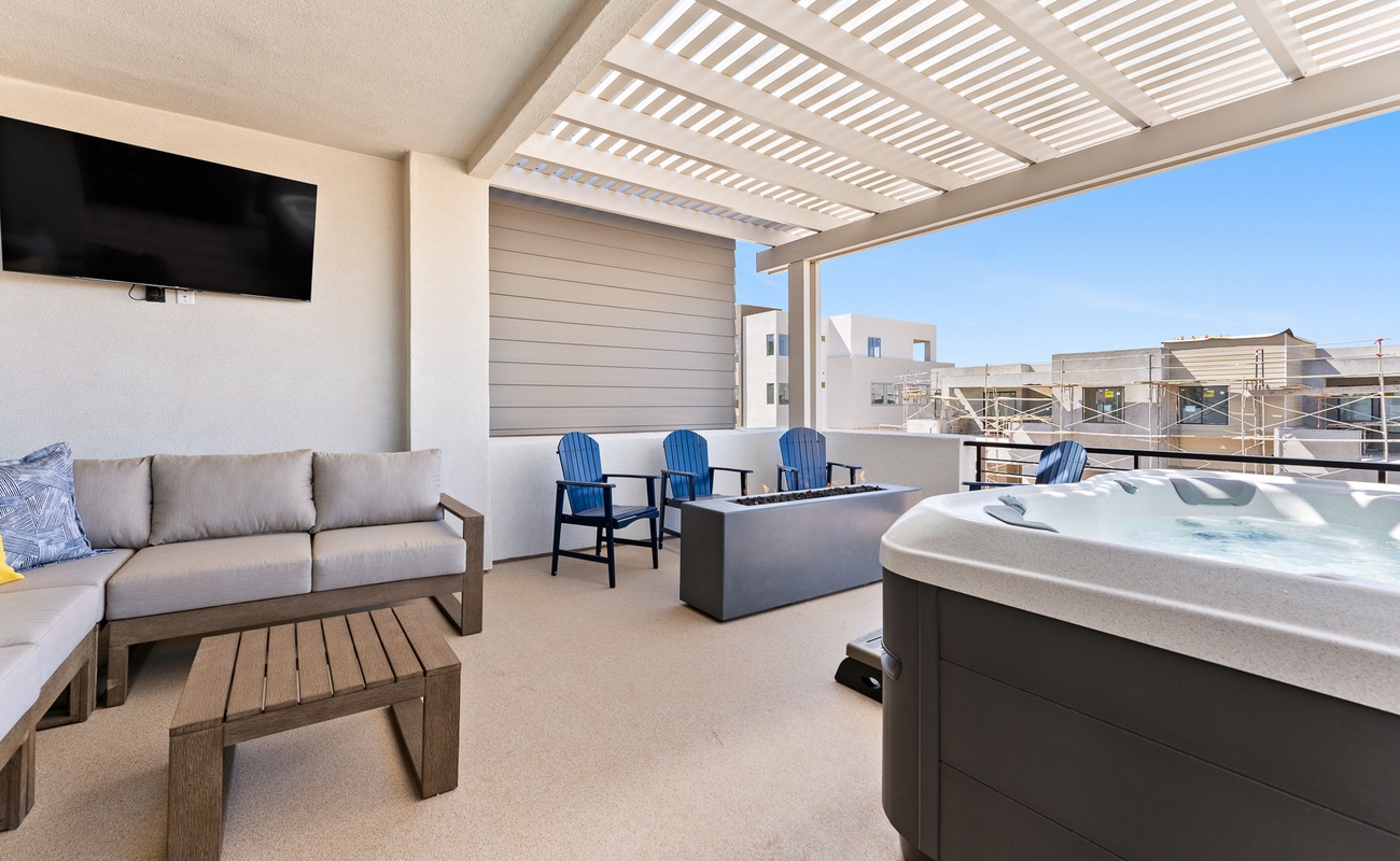 Upper Deck with Hot Tub and Fire Table