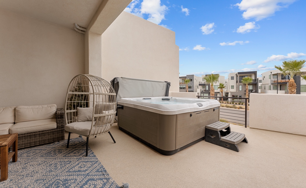 Balcony with Hot Tub and Firepit