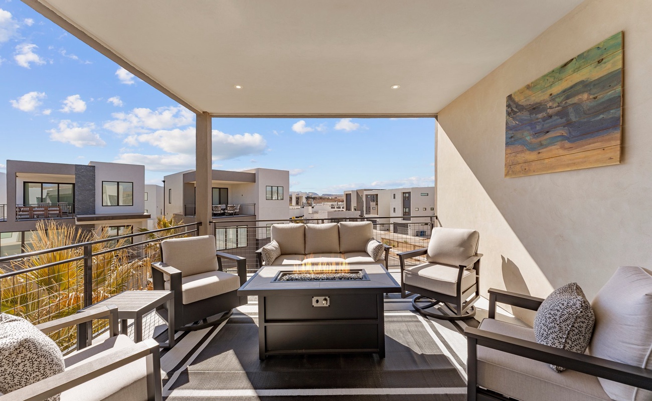 Covered Patio with Fire Table