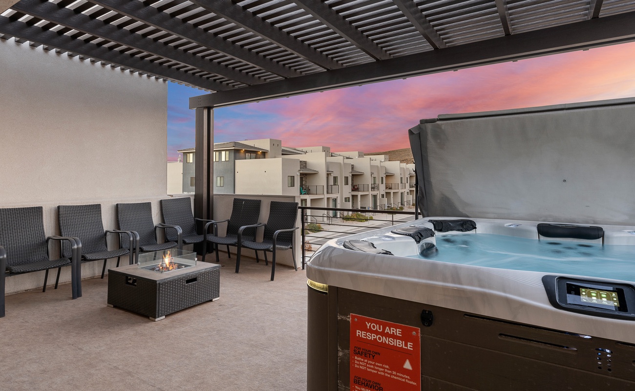 Patio with Private Hot Tub and Firepit