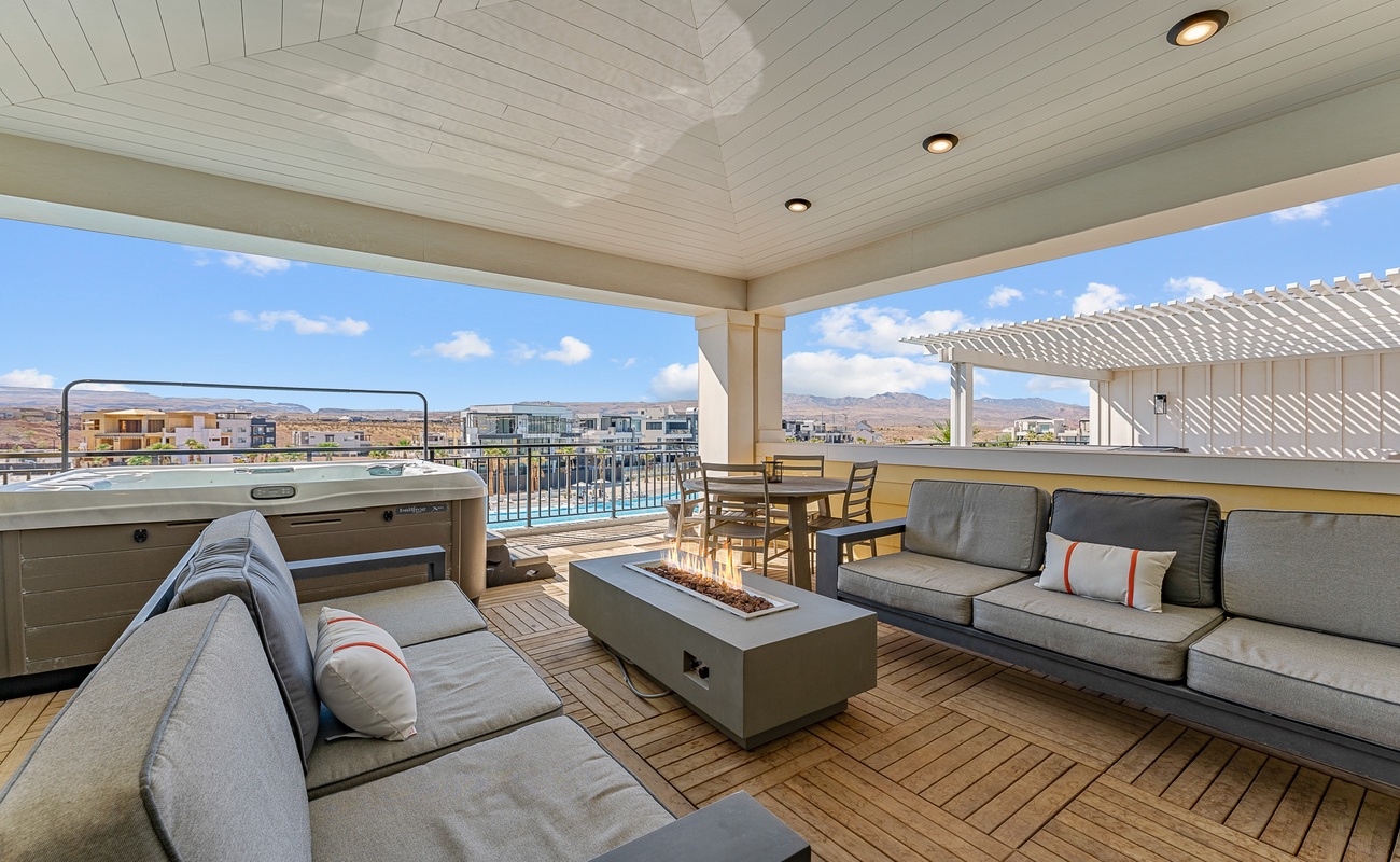 Balcony with Private Hot Tub & Fire Table