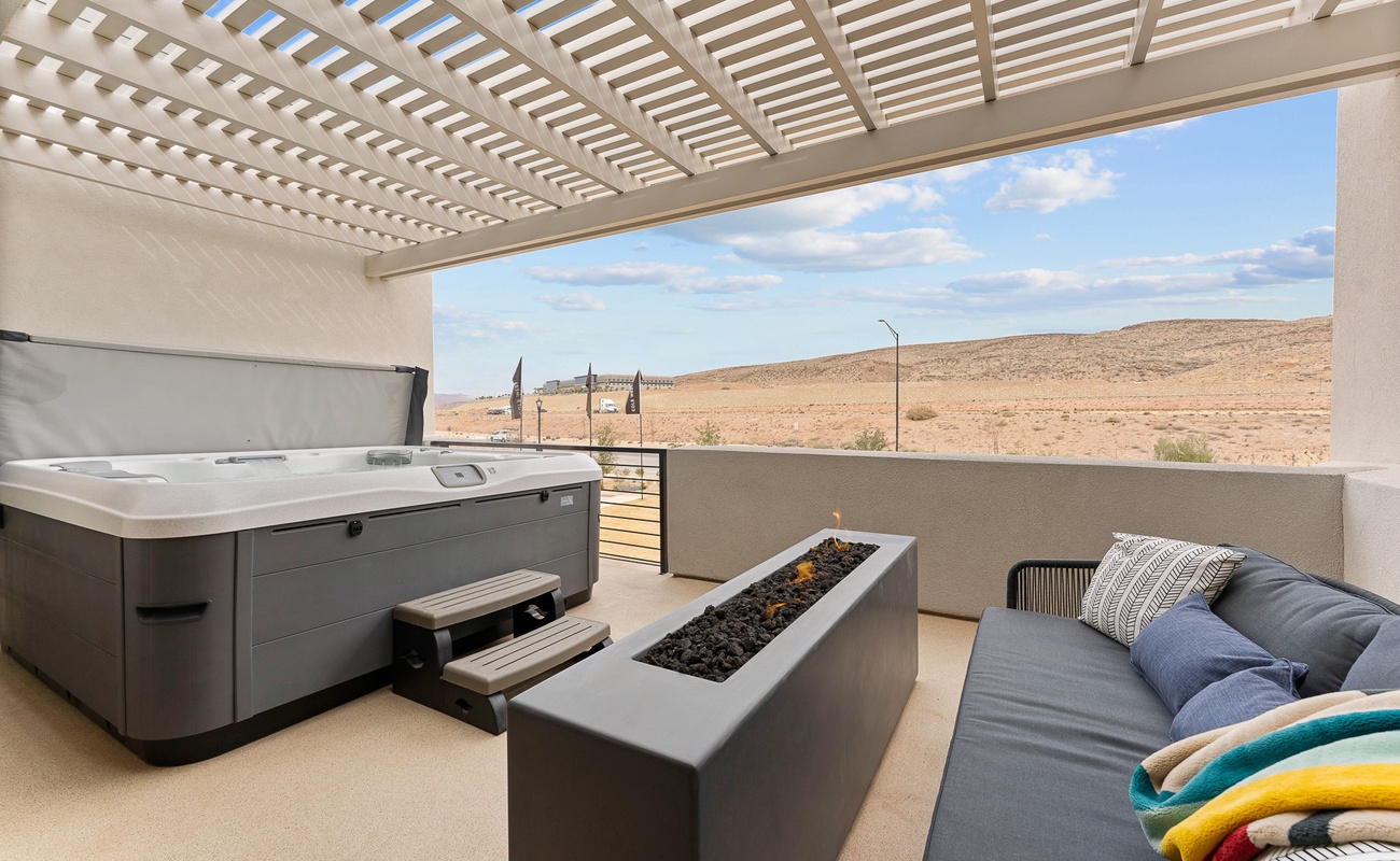 Balcony with Fireplace & Private Hot Tub
