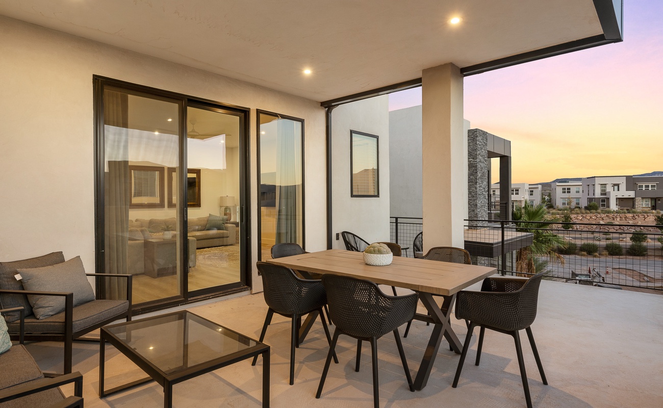 Balcony with Outdoor Seating at Sunset