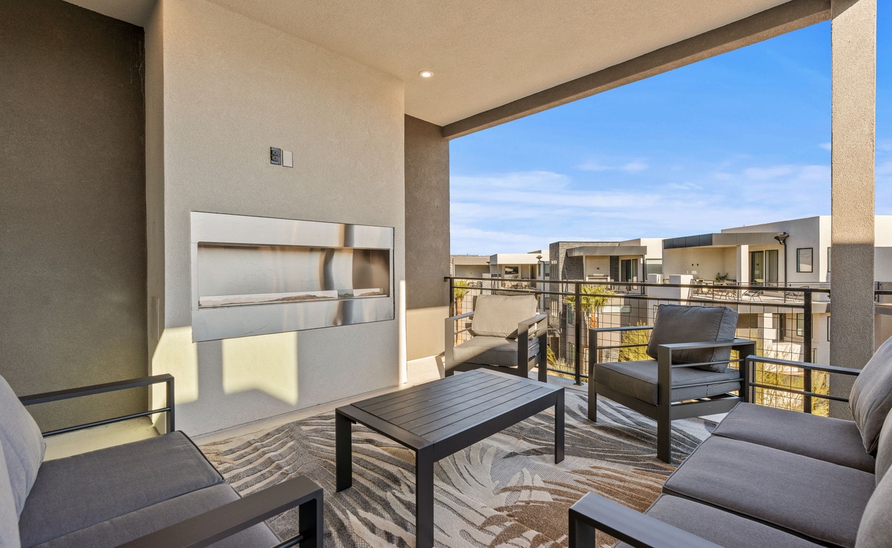 Balcony + Fireplace