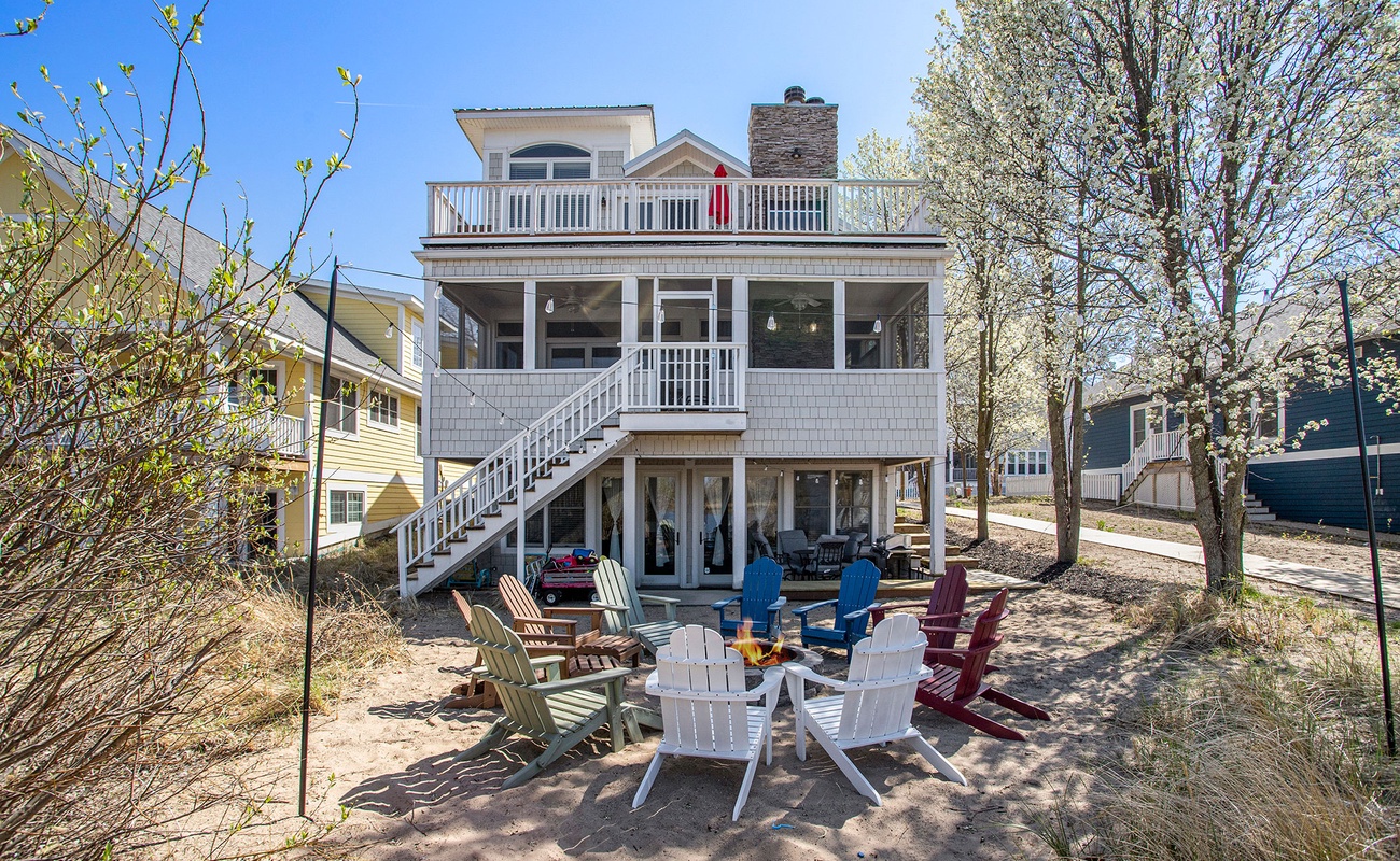 Beachfront beauty: your dream vacation home, just steps away from the shore.