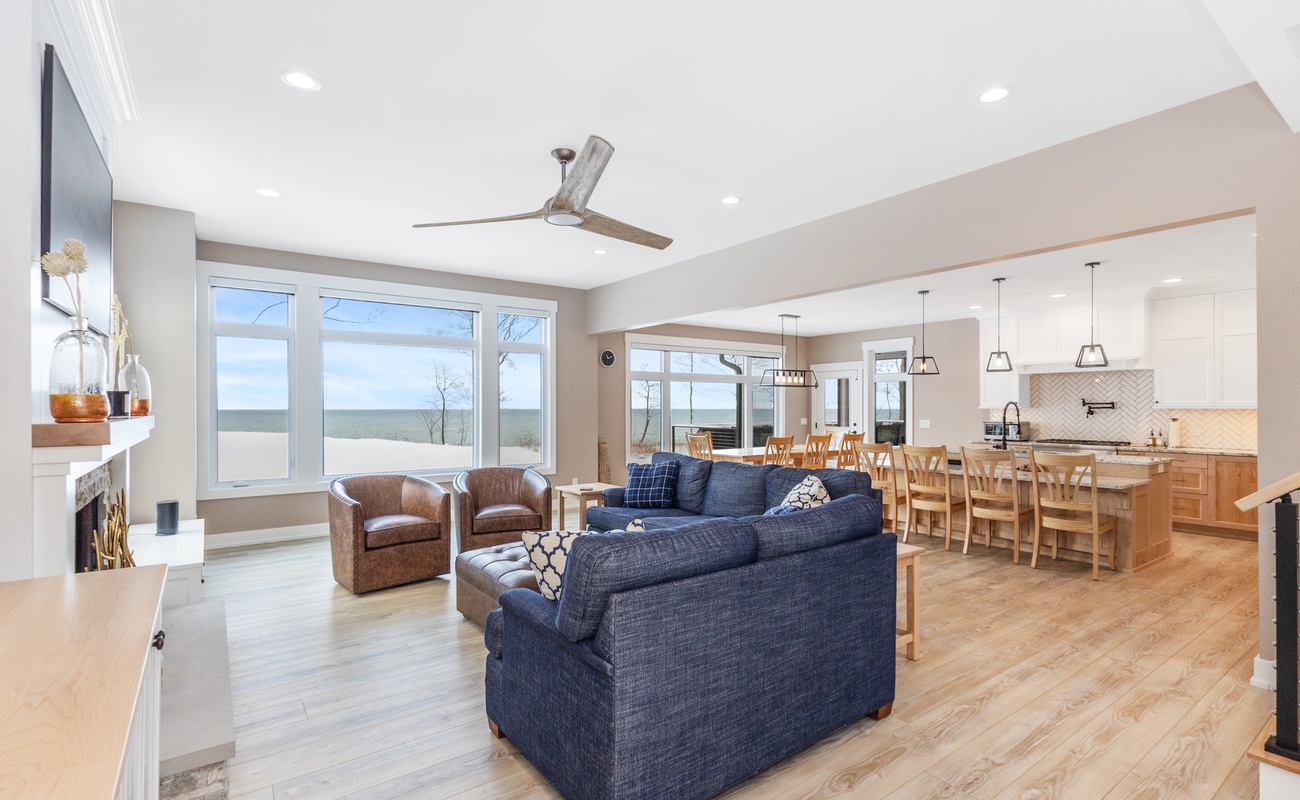 Main floor with space for all and lake views for days.