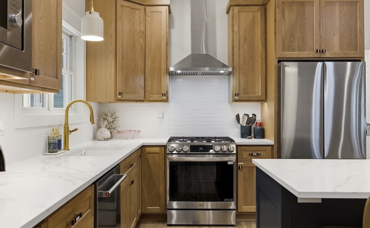 Kitchen with gas stove and stainless appliances