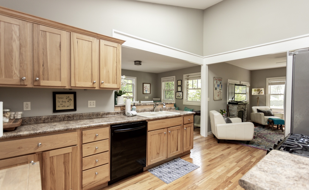 Fully equipped kitchen with an open concept