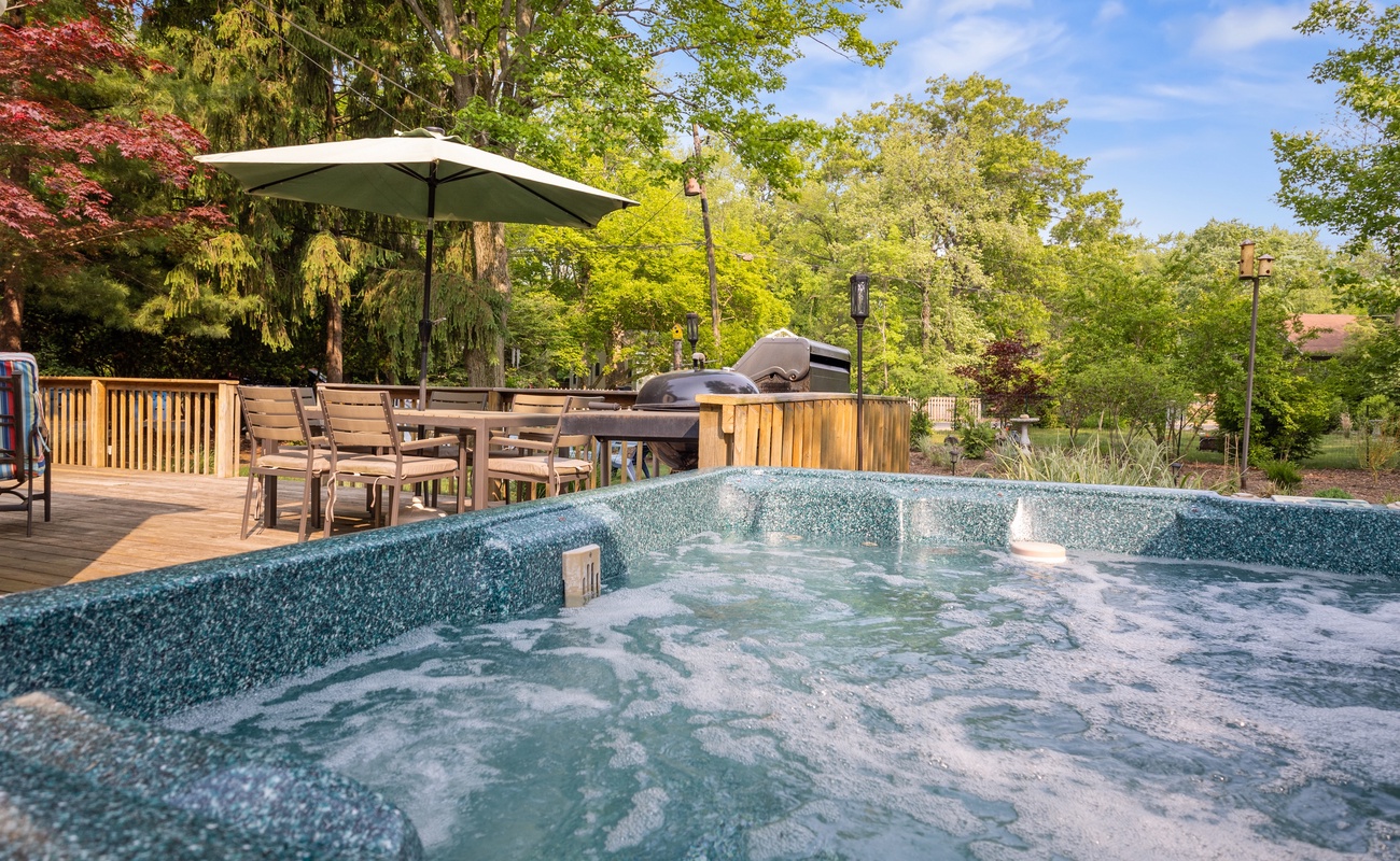 Soak in the hot tub under the stars