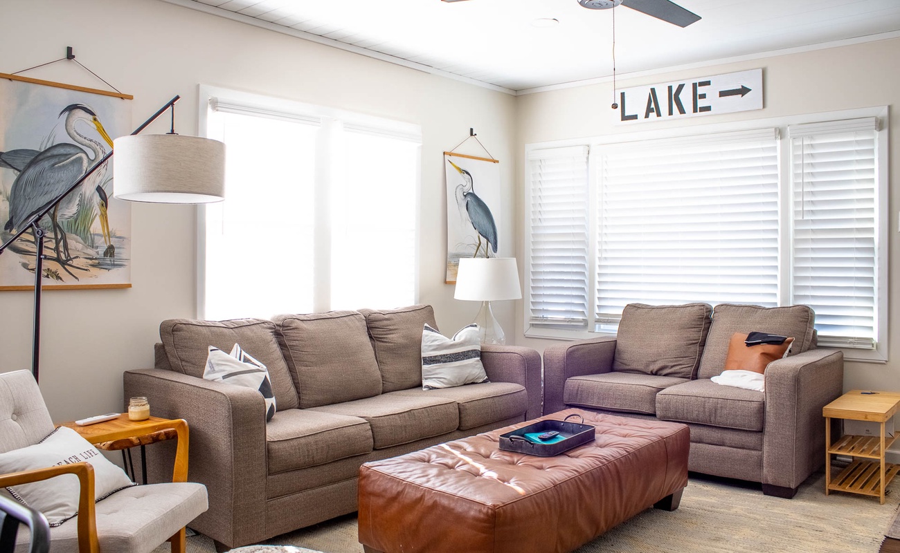 Cozy living area with natural light, great for a nap or a movie night