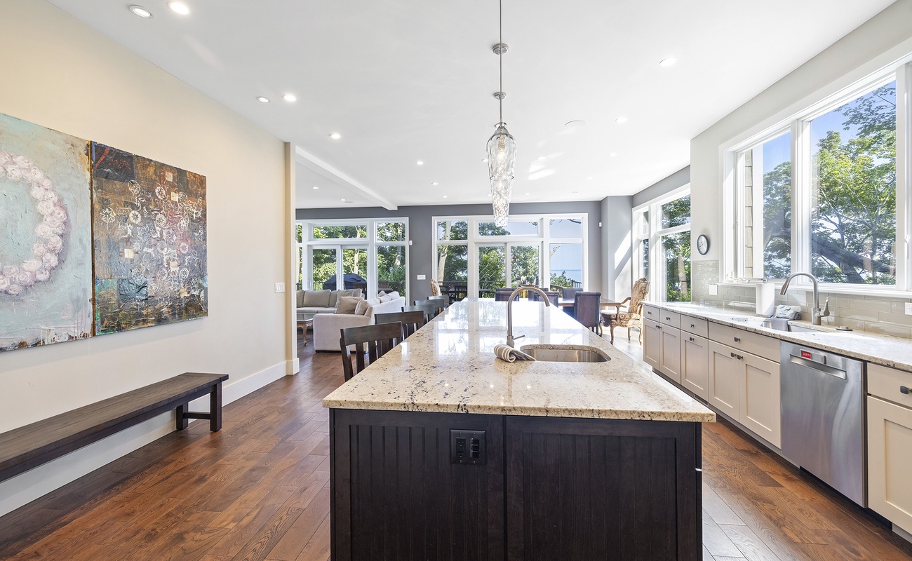 Spacious kitchen with a large island perfect for entertaining.