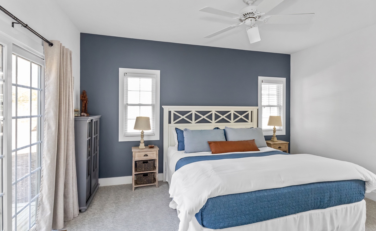 Large bedroom with King on the first level offers a quiet retreat