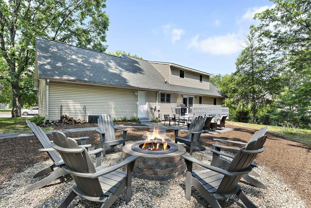 Cozy up around the fire pit at Evergreen Estate