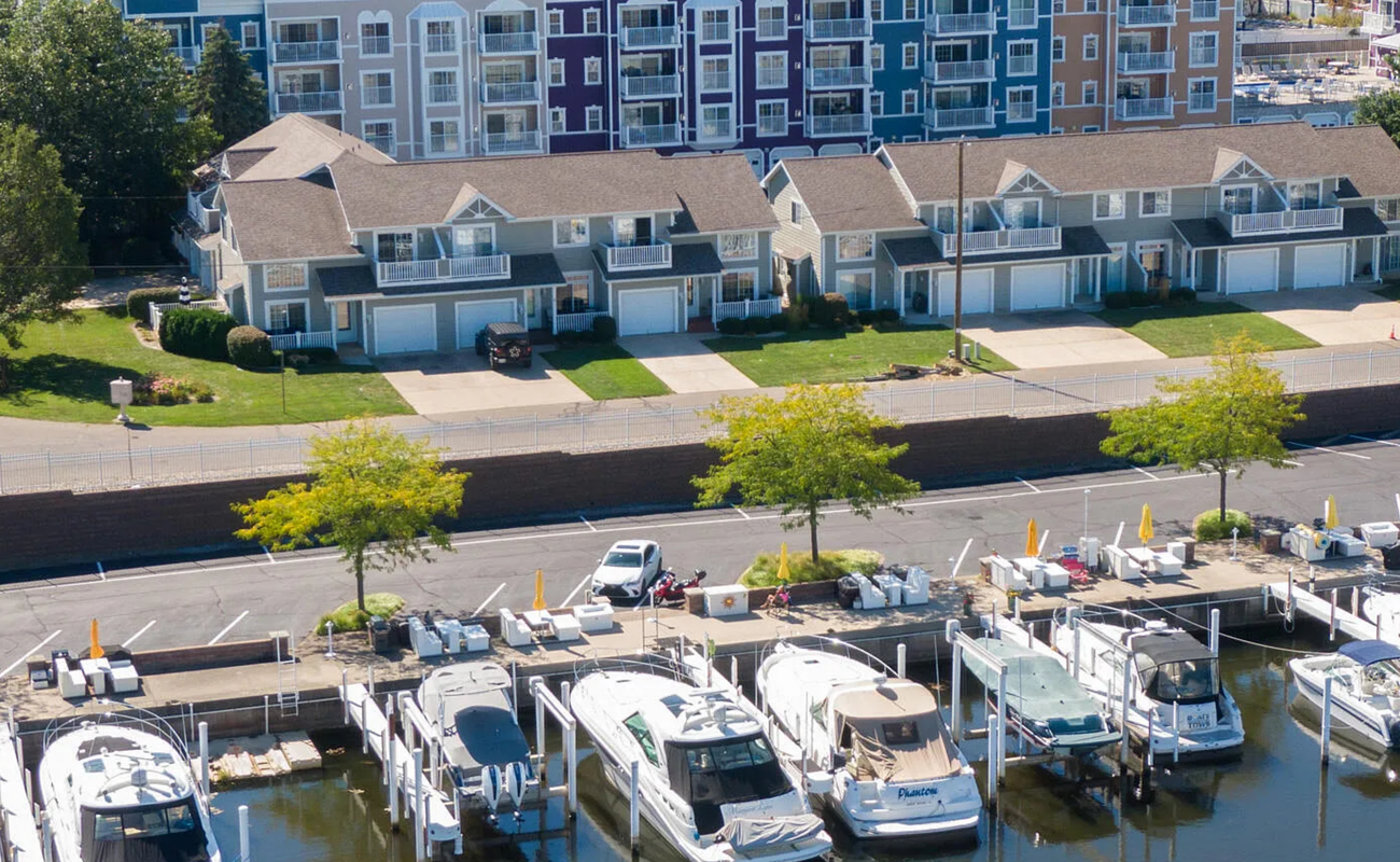 The drone view from above the marina