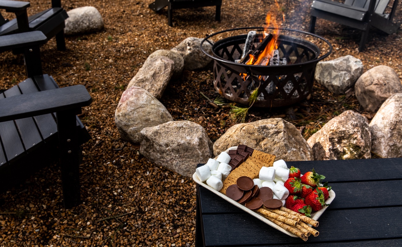 Enjoy some s'mores around the wood-burning fire pit