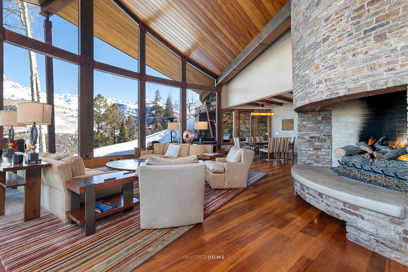 Main Living Room With Grand Fireplace