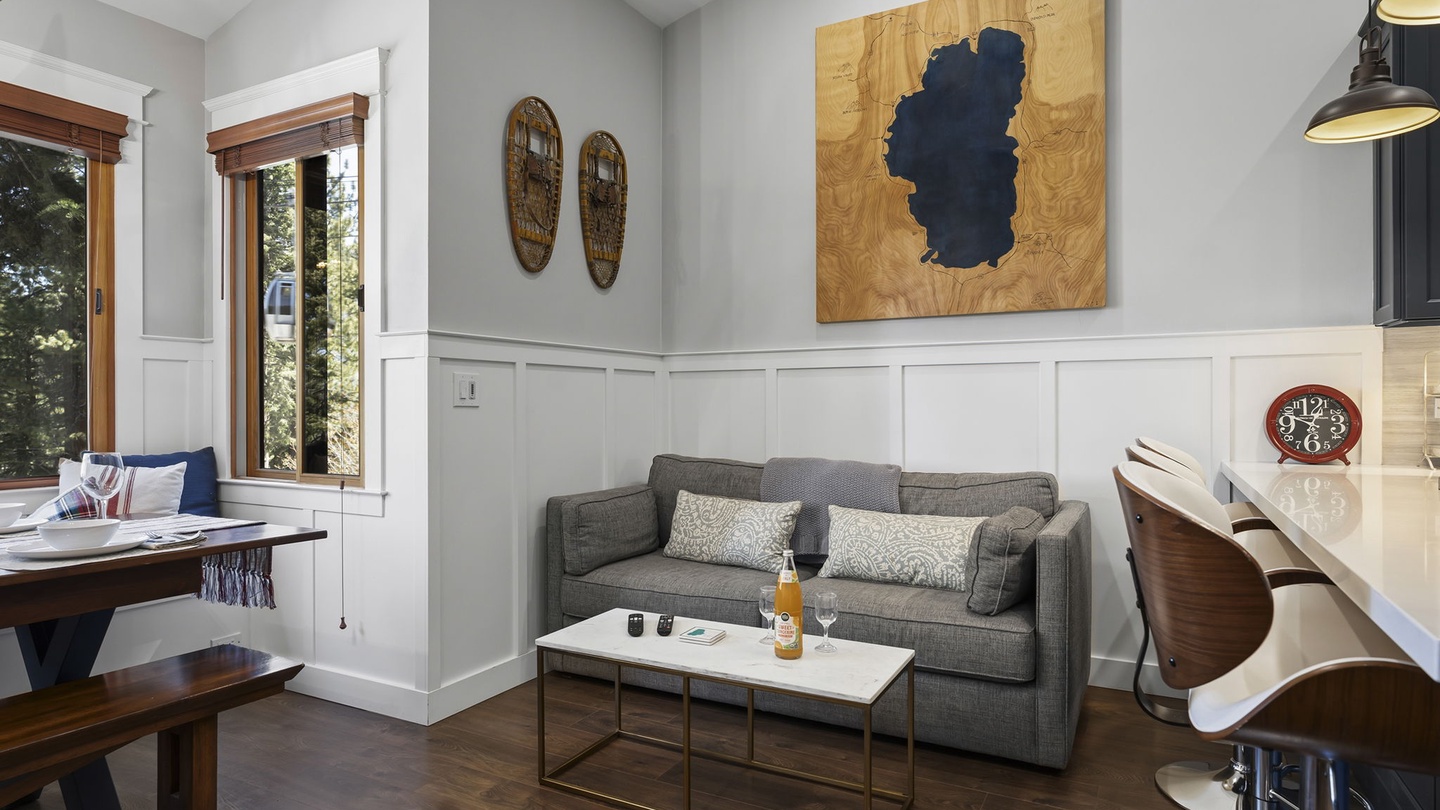 Settle into your stylish living space where contemporary comfort meets modern design.